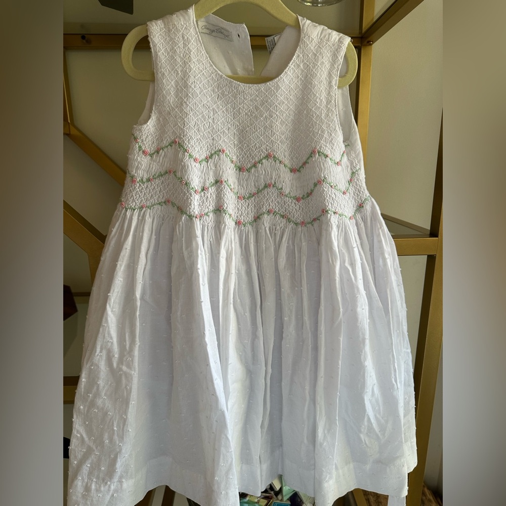 Carriage boutique smocked girls dress, size 5, back sash